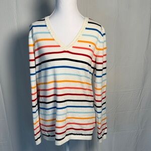 Tommy Hilfiger Red and Blue Striped Knit